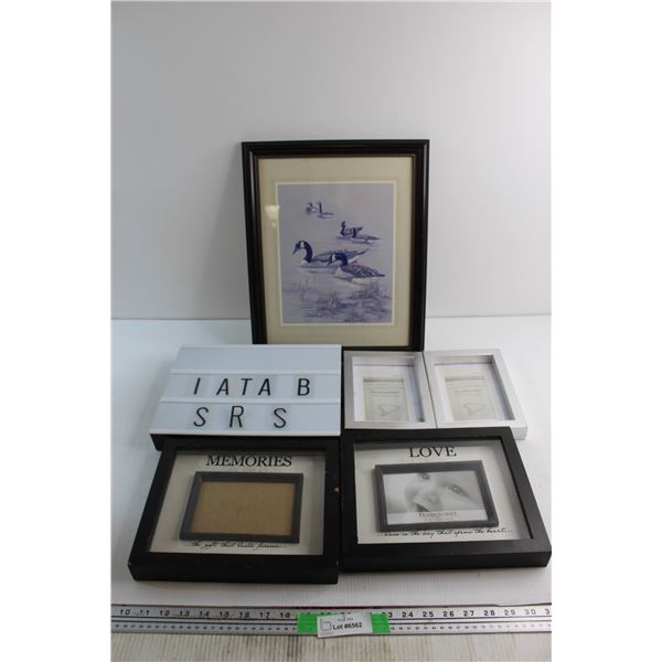 (5) Picture Frames  - Largest is12'' x 16'' and Sign