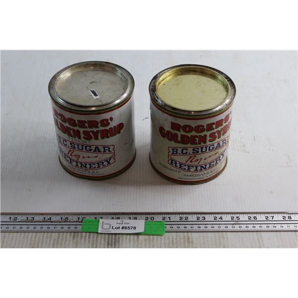 (2) Rogers' Golden Syrup Tins - Only One is Full