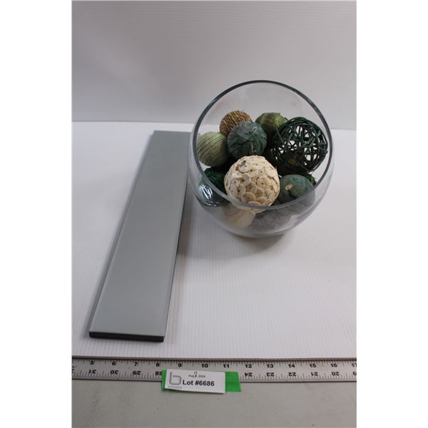 Mirror Piece - 3 1/2" x 20 1/2", Decorative Spheres