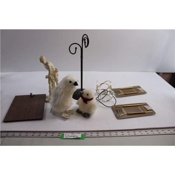 Necklace Holder, (2) Bird Decorations, Misc.
