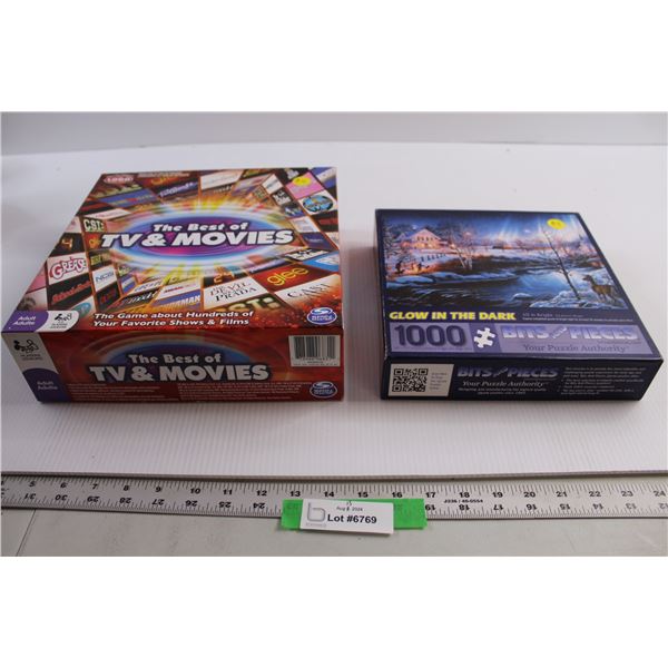 TV & Movie Game, Glow in the Dark Puzzle - Both As Is