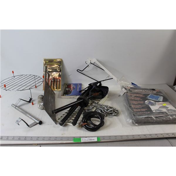 Chain, Bike Lock, Reversible Poly Tarp, Duramax Pro 16 pcs Drill Bit and Connector Set, Dodge Charge