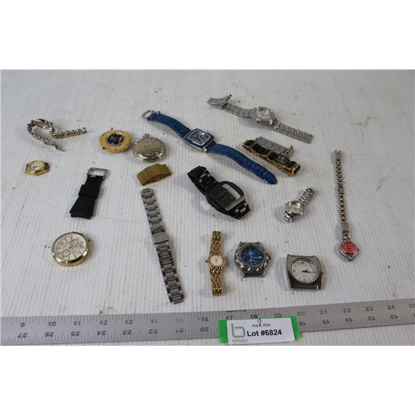 (18) Assorted Watches Watch Parts and Bracelets