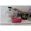 Image 1 : Dora Lunch Kit, (2) Hockey Metal Tins - Mighty Ducks, Toronto Maple Leafs, (2) Glass Jars, Big Bacar