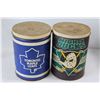 Image 4 : Dora Lunch Kit, (2) Hockey Metal Tins - Mighty Ducks, Toronto Maple Leafs, (2) Glass Jars, Big Bacar