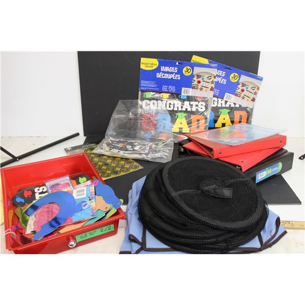 (4) Binders, (2) Hanging Shelves, Graduation Stickers and Decorations