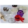 Image 3 : Glass Teapot - Cutlery Holder - Plates - Glass Baking Dishes - Rolling Pin - Misc. Items