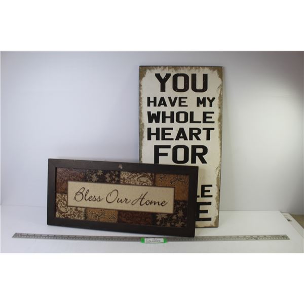 Bless Our Home Wall Hanger (22" x 10") - Whole Heart Wall Hanger (23.5" x 12")