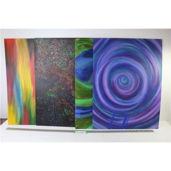 (4) Abstract Oil Painting on Board (24" x 18")
