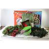 Image 1 : (2) Display Lights - Wreath - Garland - Woven Basket - Plastic Container - Gift Bag