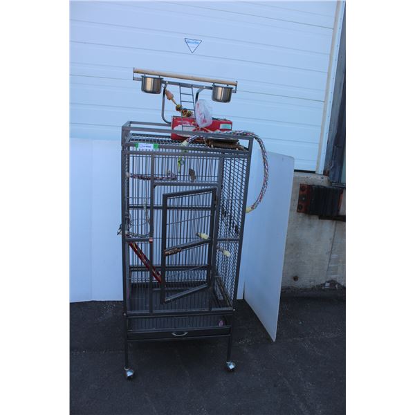 ** Wheeled Bird Cage w/Contents - 24" x 22" x 67" High