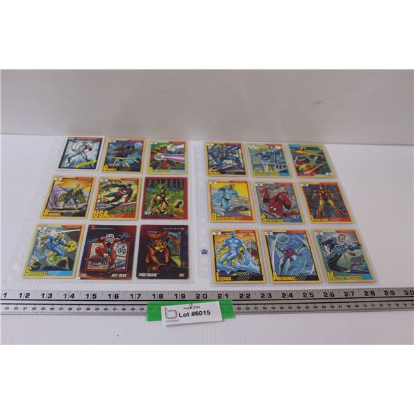 (18) Vintage Marvel Trading Cards in Sleeves