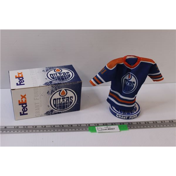 Edmonton Oilers Season Ticket Holders Grant Fuhr Mini Jersey On Stand in Box