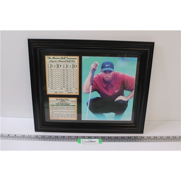 Rookie Tiger Woods Masters Plaque & Scorecard Picture in Frame - 14" x 17"