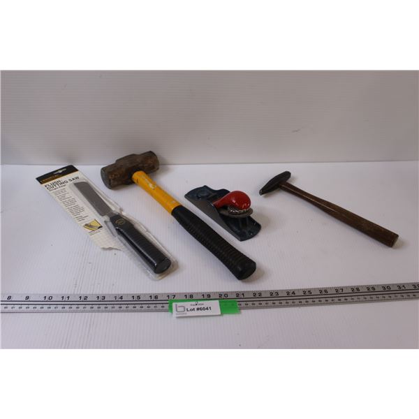 Vintage Tack Hammer, Flush Cutting Saw, Small Wood Hand Planer, Hammer