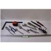 Image 1 : Metal Square, Measuring Tape, Adjustable Wrenches, Soldering Tool, Pilers & Chisel, Tire Testers