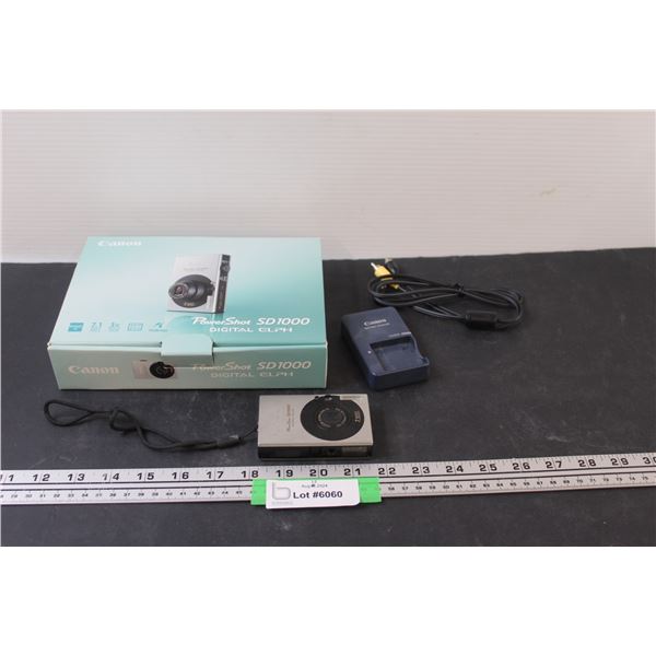 Canon Power Shot SD1000 Camera w/Accessories in Box, Untested