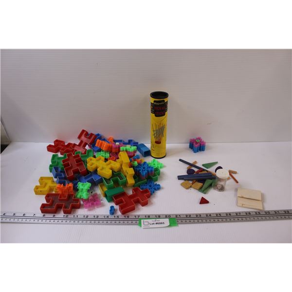 Wooden Build It Set, Plastic Building Blocks & Pick-up Sticks Toys