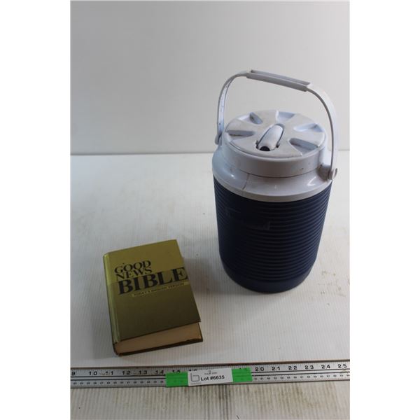 Rubbermaid Cooler and Bible