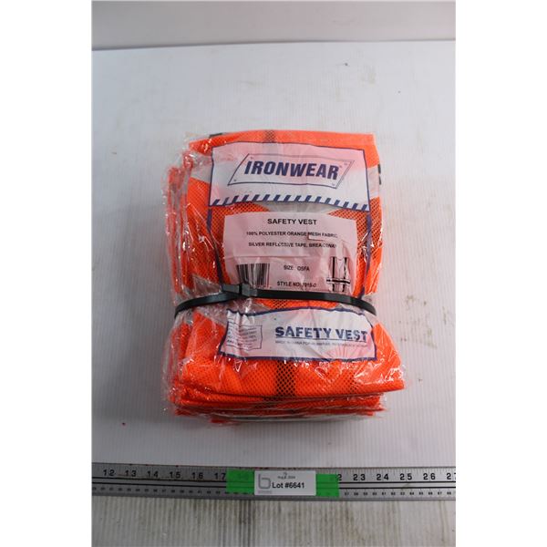 (10) Ironwear Orange Safety Vests - One Size Fits All