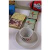 Image 2 : (2) Vintage Playing Card Sets, Vintage Kids Toys & Hanger, German Made Tea cup, & Soft Football