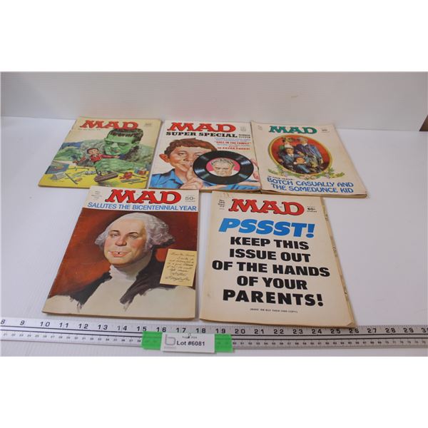 (5) Vintage MAD Magazines - 1960's and 70's