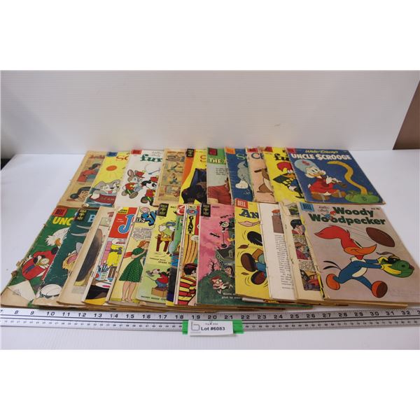 (23) Vintage Kids Comic Books: Woody Woodpecker, Disney Mickey Mouse, Jughead, Misc.