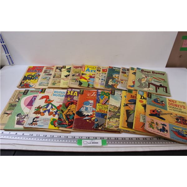 (22) Vintage Kids Comic Books: Woody Woodpecker, Disney Mickey Mouse, Archie, Looney Tunes, Misc.