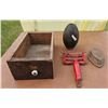 Image 2 : Float, Sad Iron, Vintage Curry Comb and Sewing Drawer