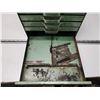 Image 2 : Vintage metal machinist organizer box, w/ assorted contents - 10.5"x14"x8.5"H