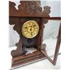Image 2 : Vintage wind up gingerbread style clock, w/ pendulum and key - 15"x23"H