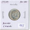 Image 1 : 1939 Canadian Silver 10 Cents. Diving Canoe from Die Rotation. AU-50. Issued during the first year o