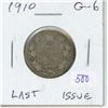 Image 1 : 1910 Canadian Silver 25 Cents. Last issue of King Edward VII. G-6.