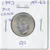 Image 1 : 1943 Canadian Silver 25 Cents. Obverse Die Crack. MS-62.