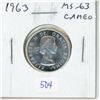 Image 1 : 1963 Canadian Silver 25 Cents. MS-63 with Cameo. Bright White.