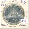 Image 1 : 1965 Type III Canadian Silver Dollar. Large Beads Blunt 5. MS-63 with Cameo.