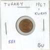 Image 1 : Turkey. 1967 1 Kurus. BU.