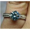 Image 3 : 2.00 CT GRA CERTIFIED MOISSANITE VVS BLUE COLOR WITH 13 ROUND CUT CUBIC ZIRCONIUM SET ON EACH SIDE I