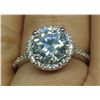 Image 2 : 2.00 CT GRA CERTIFIED MOISSANITE VVS BLUE COLOR WITH 35 ROUND CUT CUBIC ZIRCONIUM SET IN HALO AND MO