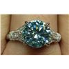 Image 2 : 3.00 CT GRA CERTIFIED MOISSANITE VVS BLUE COLOR WITH 15 ROUND CUT CUBIC ZIRCONIUM SET ON EACH SIDE I