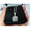 Image 2 : 1.00 CT GRA CERTIFIED MOISSANITE VVS D COLOR WITH 25 ROUND CUT CUBIC ZIRCONIUM SET IN HALO AND ON BA