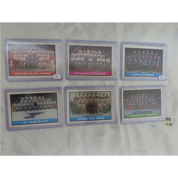 6 pcs 1974-75 OPC Teams Cards- Unmarked Checklists