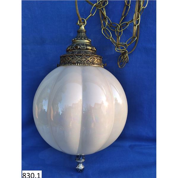Retro MCM hanging pearl irridescent glass swag lamp
