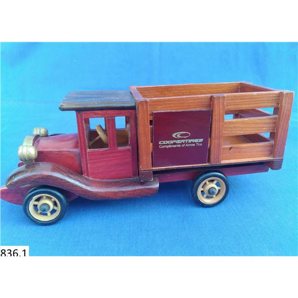 Cooper Tires display advertising wooden truck, was given as a promo to tire shops.  Well made, wheel