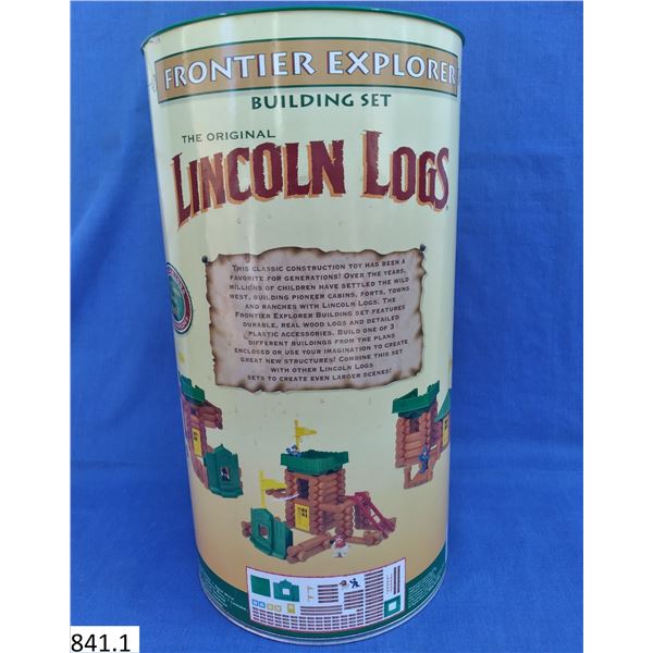 HUGE set of Lincoln Logs, hardly used at all, in 15 inch tall container