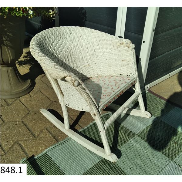 Vintage 1930s child's wicker rocking chair