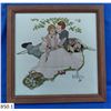 Image 1 : Hand stitched and framed picture, of a Norman Rockwell illustration