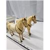 Image 3 : 2 Horse figurines & wooden wagon, w/ mirror accents