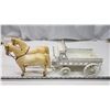 Image 4 : 2 Horse figurines & wooden wagon, w/ mirror accents
