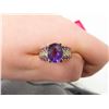Image 1 : 14KT Gold Ring w/ Purple Fake Diamond & Stones (Size 8)